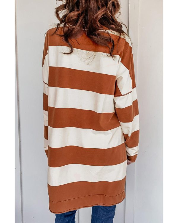 Azura Exchange Drop Shoulder Striped Sweatshirt – L