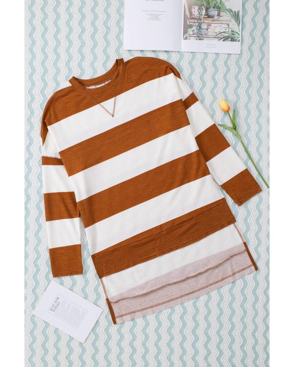 Azura Exchange Drop Shoulder Striped Sweatshirt – L