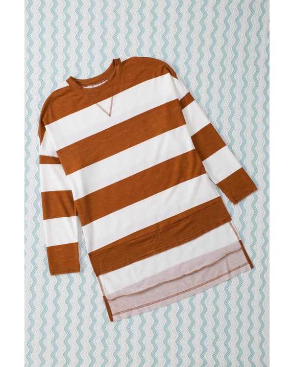 Azura Exchange Drop Shoulder Striped Sweatshirt – L