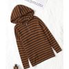 Azura Exchange Striped Knit Quarter Zip Hoodie – L