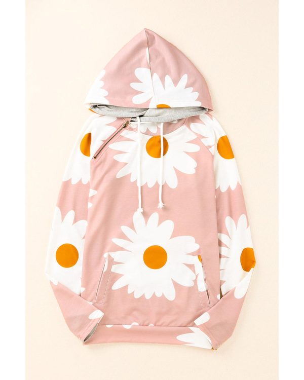 Azura Exchange Daisy Print Doublehood Sweatshirt – M