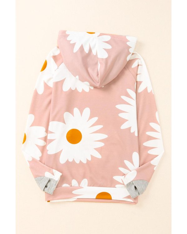 Azura Exchange Daisy Print Doublehood Sweatshirt – M