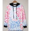 Azura Exchange Leopard Drawstring Hoodie with Colorful Splicing – L