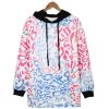 Azura Exchange Leopard Drawstring Hoodie with Colorful Splicing – L