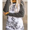 Azura Exchange Raglan Sleeves Double Hood Sweatshirt with Floral Pattern – M