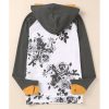 Azura Exchange Raglan Sleeves Double Hood Sweatshirt with Floral Pattern – M