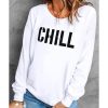 Azura Exchange CHILL Letters Pattern Sweatshirt with Contrast Trim – M