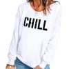 Azura Exchange CHILL Letters Pattern Sweatshirt with Contrast Trim – M