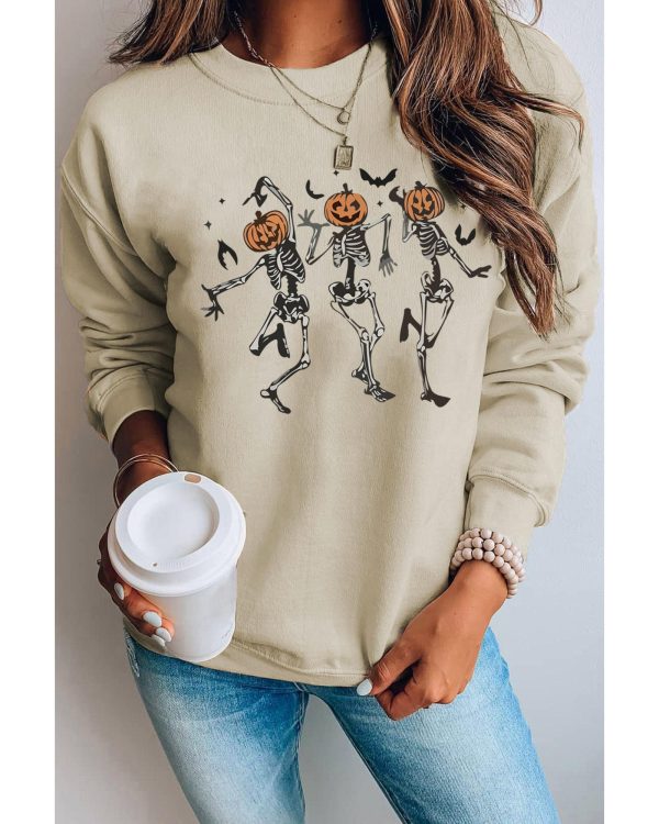 Azura Exchange Pumpkin Skull Graphic Crew Neck Sweatshirt – S