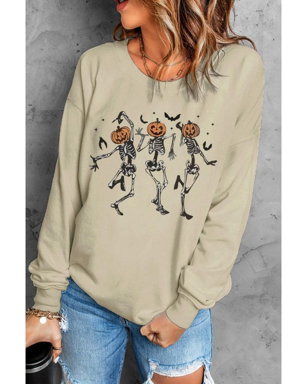 Azura Exchange Pumpkin Skull Graphic Crew Neck Sweatshirt – S