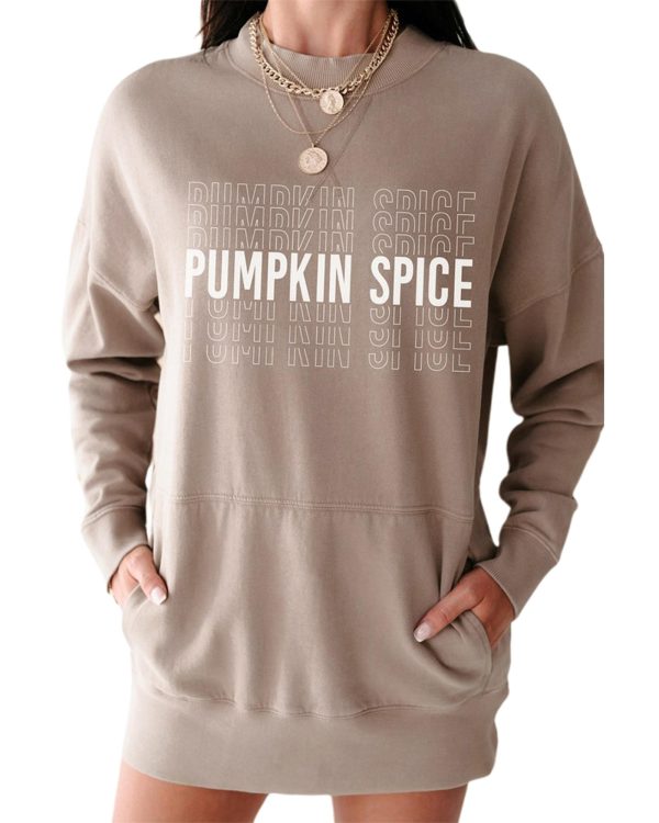 Azura Exchange Pumpkin Spice Print Sweatshirt Dress – L