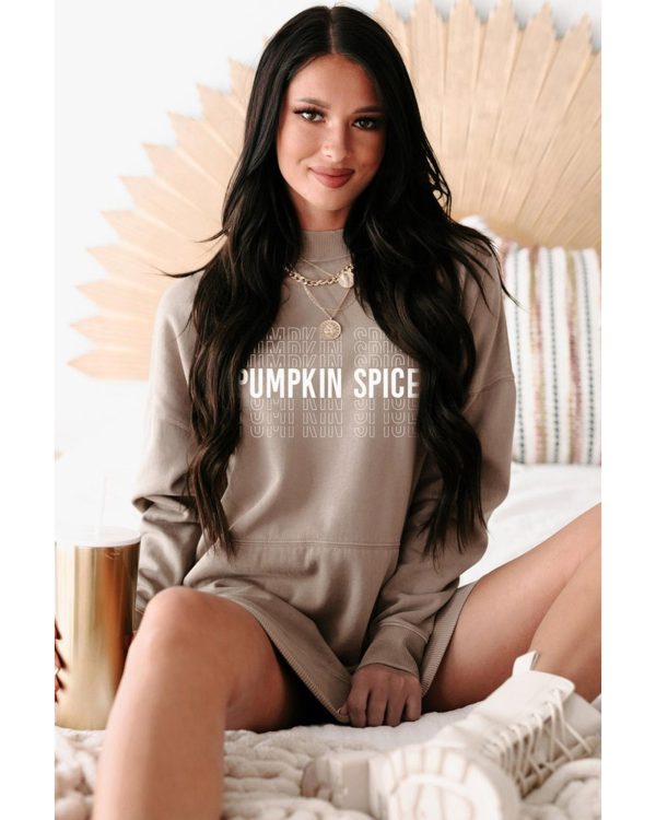 Azura Exchange Pumpkin Spice Print Sweatshirt Dress – L