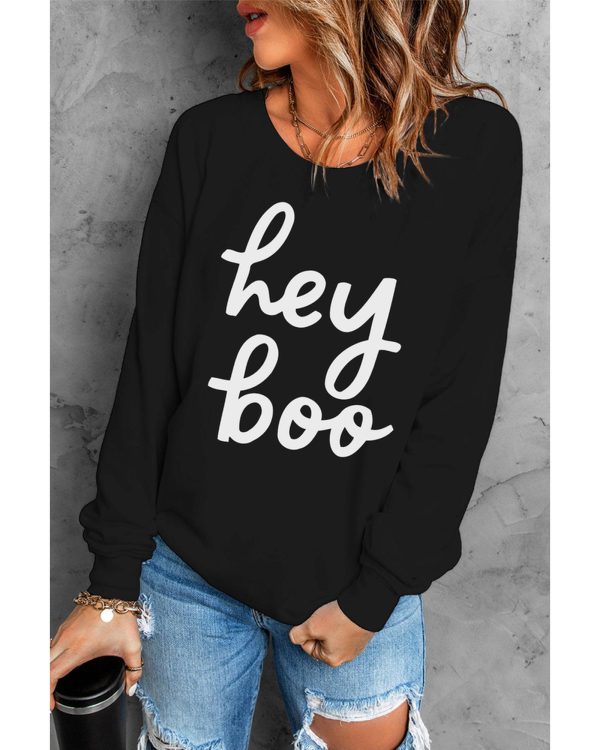 Azura Exchange Hey Boo Long Sleeve Pullover Sweatshirt – L