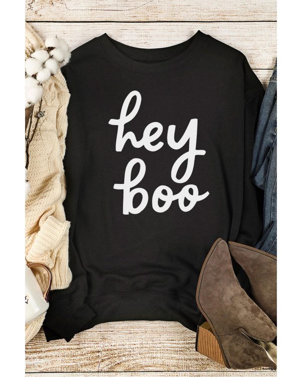 Azura Exchange Hey Boo Long Sleeve Pullover Sweatshirt – L