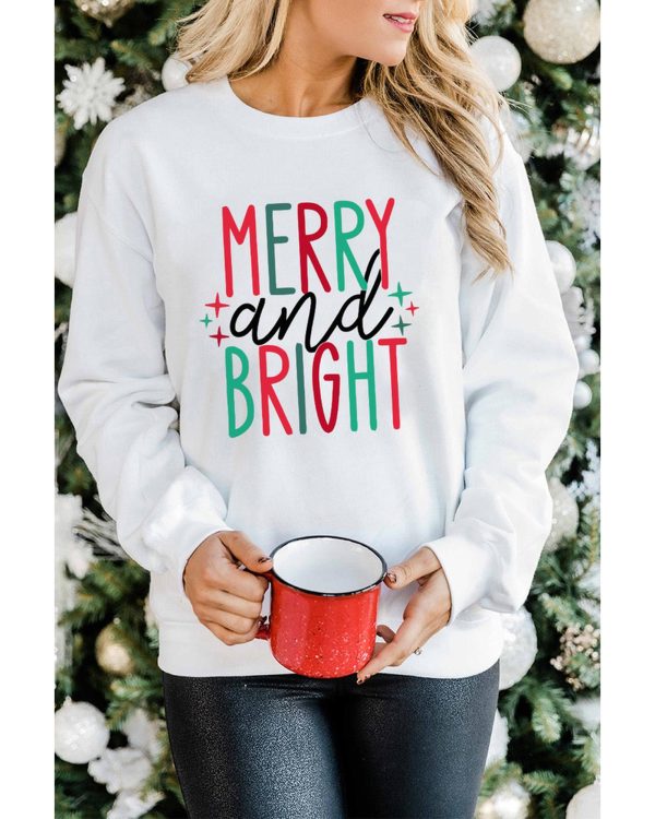 Azura Exchange Merry and Bright Long Sleeve Graphic Sweatshirt – M