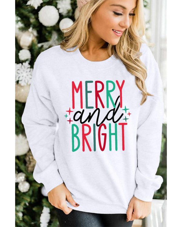 Azura Exchange Merry and Bright Long Sleeve Graphic Sweatshirt – M