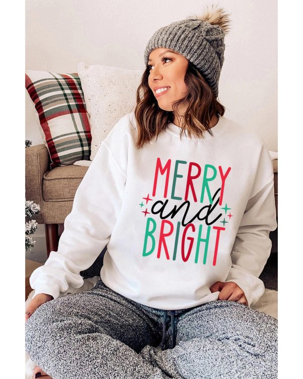 Azura Exchange Merry and Bright Long Sleeve Graphic Sweatshirt – M