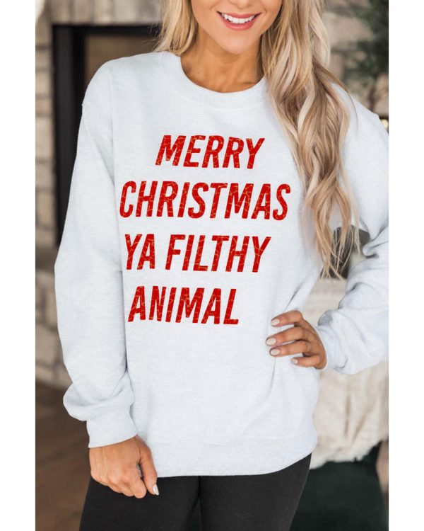 Azura Exchange Graphic Sweatshirt – Merry Christmas Ya Filthy Animal – 2XL