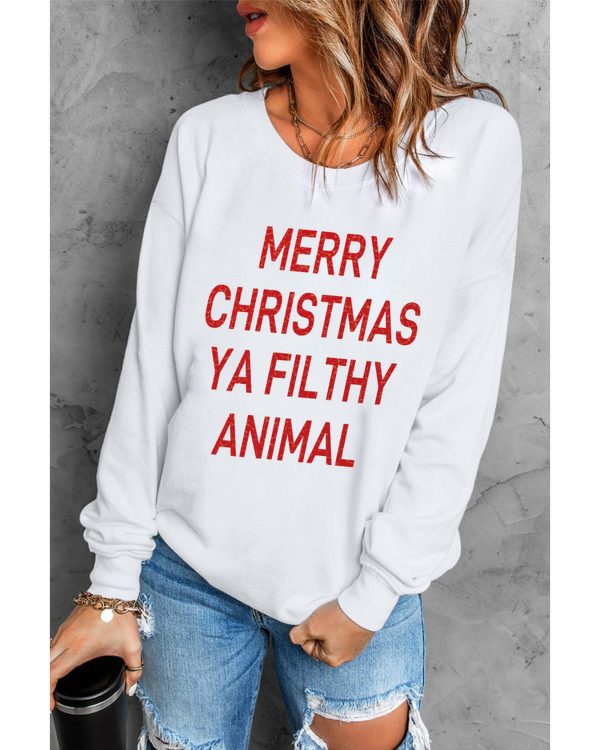 Azura Exchange Graphic Sweatshirt – Merry Christmas Ya Filthy Animal – 2XL