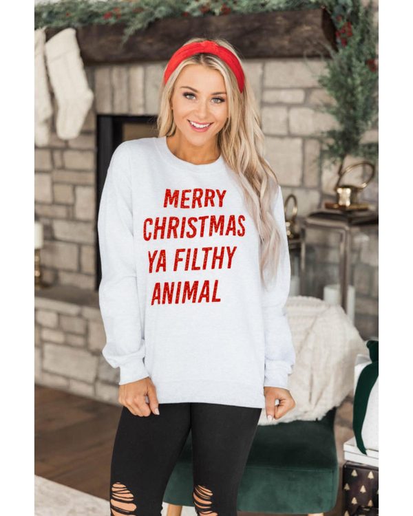 Azura Exchange Graphic Sweatshirt – Merry Christmas Ya Filthy Animal – 2XL