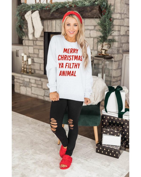 Azura Exchange Graphic Sweatshirt – Merry Christmas Ya Filthy Animal – 2XL