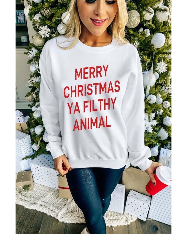 Azura Exchange Graphic Sweatshirt – Merry Christmas Ya Filthy Animal – 2XL