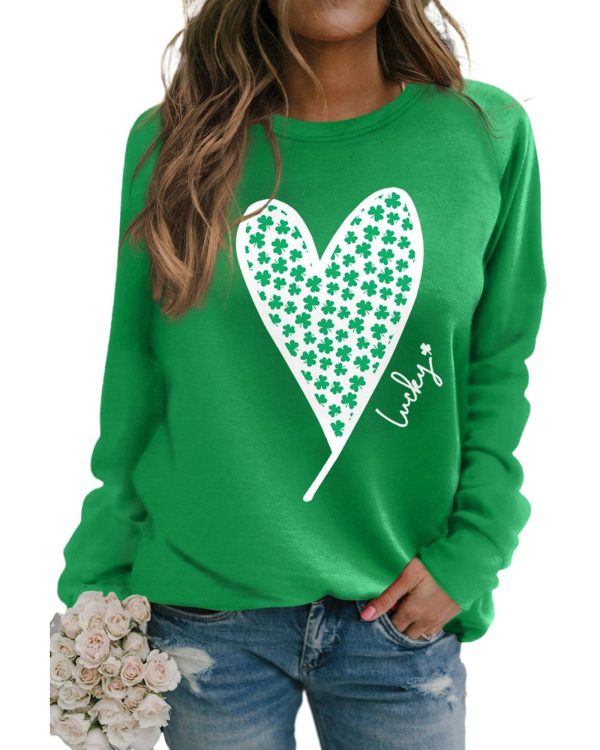 Azura Exchange Lucky Clover Heart Graphic Sweatshirt – L