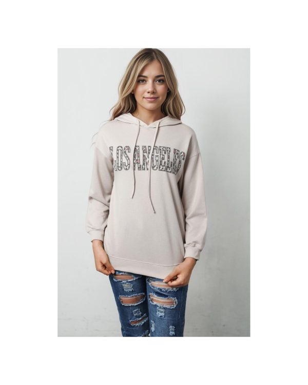 Azura Exchange Leopard Letter Graphic Hooded Sweatshirt – L