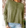 Azura Exchange Green High Low Raw Edge Sweatshirt – 2XL