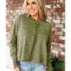 Azura Exchange Green High Low Raw Edge Sweatshirt – 2XL