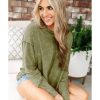 Azura Exchange Green High Low Raw Edge Sweatshirt – 2XL