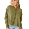 Azura Exchange Green High Low Raw Edge Sweatshirt – 2XL