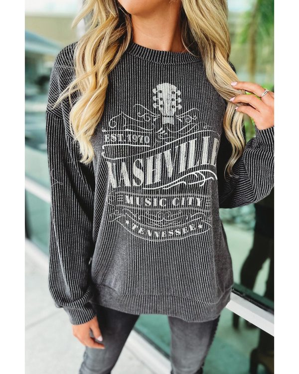 Azura Exchange NASHVILLE MUSIC CITY Corded Graphic Sweatshirt – L