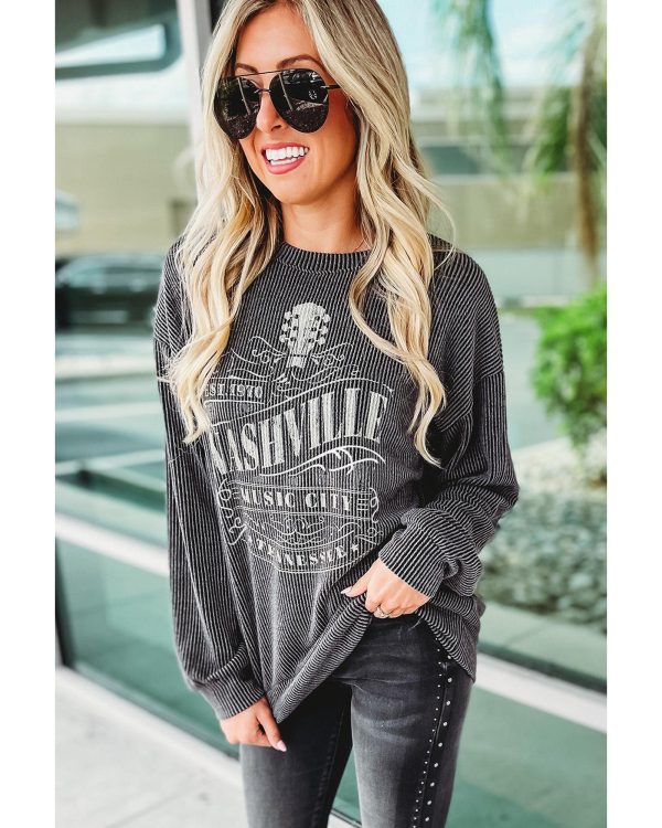 Azura Exchange NASHVILLE MUSIC CITY Corded Graphic Sweatshirt – L