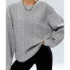 Azura Exchange Textured Drop Shoulder Pullover Sweatshirt – L