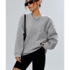 Azura Exchange Textured Drop Shoulder Pullover Sweatshirt – L