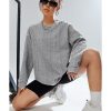 Azura Exchange Textured Drop Shoulder Pullover Sweatshirt – L