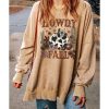 Azura Exchange Howdy Fall Pumpkin Print Split Hem Sweatshirt – L