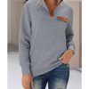 Azura Exchange Quilted Stand Neck Pullover Sweatshirt with Fake Front Pocket – M