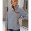 Azura Exchange Quilted Stand Neck Pullover Sweatshirt with Fake Front Pocket – M