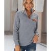 Azura Exchange Quilted Stand Neck Pullover Sweatshirt with Fake Front Pocket – M