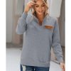 Azura Exchange Quilted Stand Neck Pullover Sweatshirt with Fake Front Pocket – M