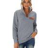 Azura Exchange Quilted Stand Neck Pullover Sweatshirt with Fake Front Pocket – M