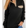 Azura Exchange Quilted Stand Neck Sweatshirt with Fake Front Pocket – L