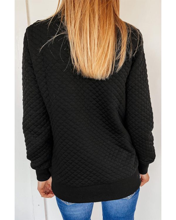 Azura Exchange Quilted Stand Neck Sweatshirt with Fake Front Pocket – L