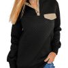 Azura Exchange Quilted Stand Neck Sweatshirt with Fake Front Pocket – L