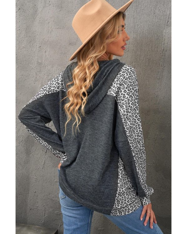 Azura Exchange Patchwork Leopard Pullover Hoodie – L