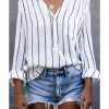 Azura Exchange Striped V Neck Pocket Long Sleeve Top – 2XL