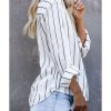 Azura Exchange Striped V Neck Pocket Long Sleeve Top – 2XL