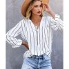 Azura Exchange Striped V Neck Pocket Long Sleeve Top – 2XL